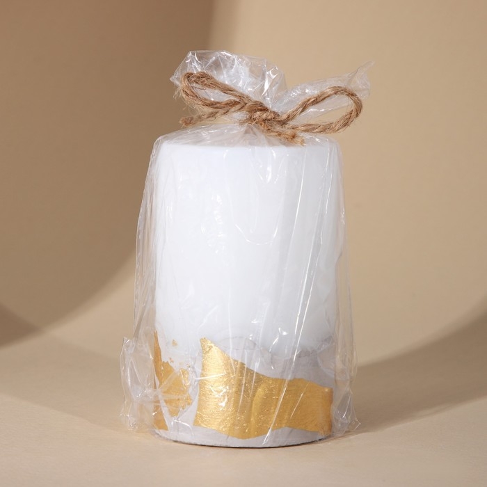 Свеча интерьерная белая с бетоном с поталью, 9,5 х 6 см Свеча интерьерная белая с бетоном с поталью, 9,5 х 6 см