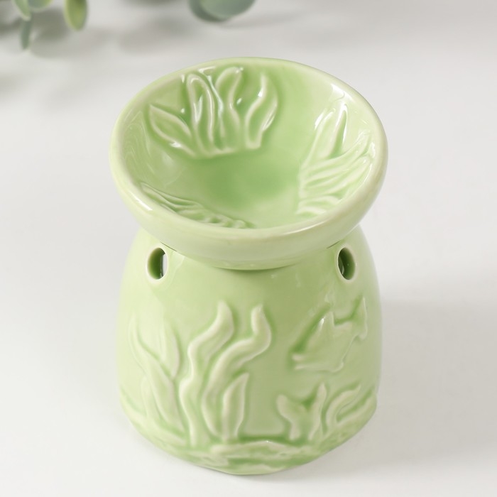 Аромалампа керамика  Аромалампа керамика "Подводный мир" зелёная 7,2х7,2х8,9 см