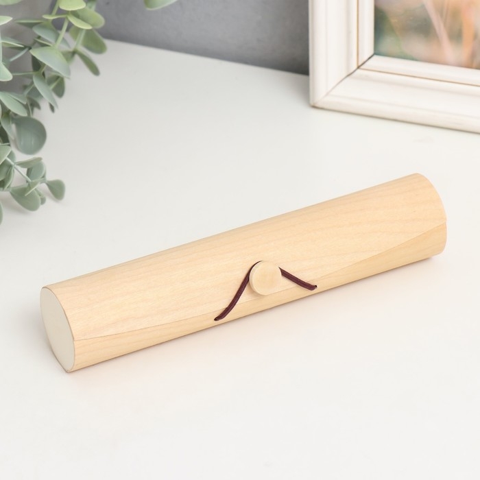 Шкатулка дерево под роспись тубус Шкатулка дерево под роспись тубус "Тонкий лист" 19х4х4 см