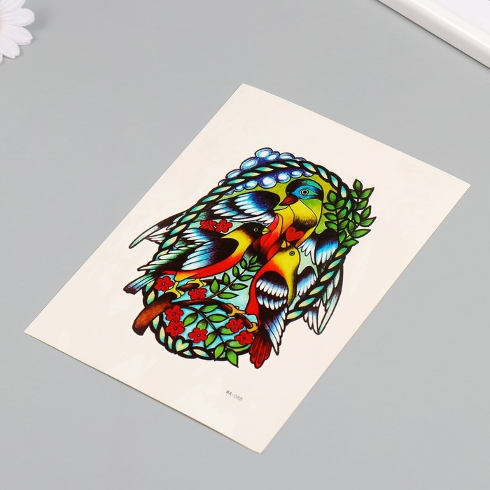 Татуировка на тело цветная Татуировка на тело цветная "Птицы арт" 26,1х14,6 см