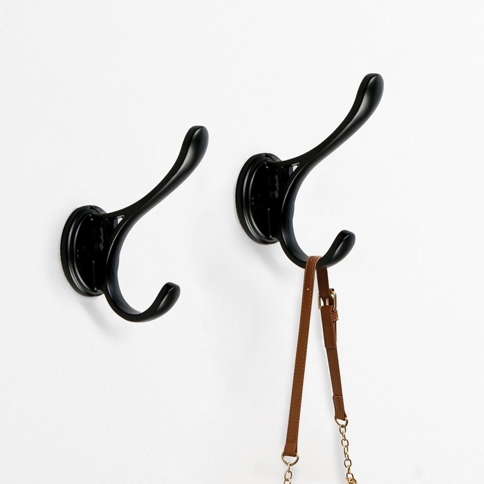 Крючок мебельный CAPPIO UNIQ, двухрожковый, черный Крючок мебельный CAPPIO UNIQ, двухрожковый, черный