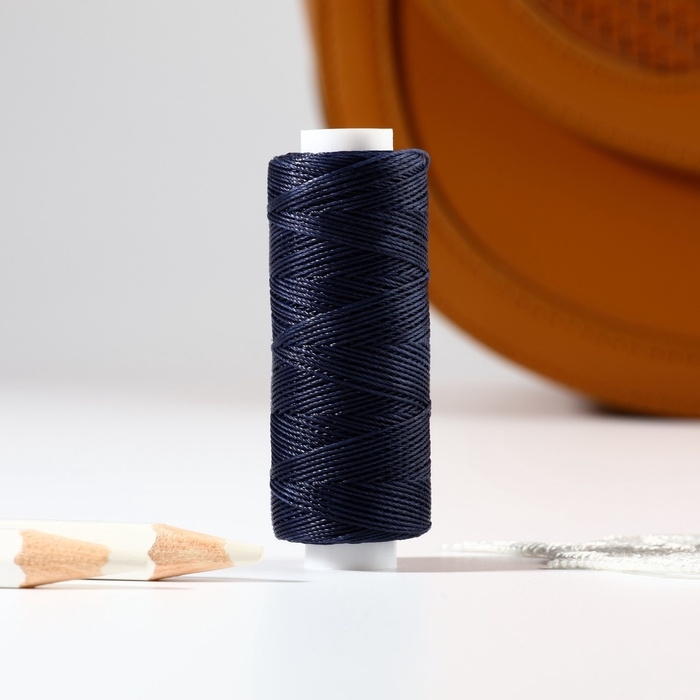 Нитки вощёные, круглые, 300D/3, 0,35 мм, 60 ± 2 м, цвет тёмно-синий Нитки вощёные, круглые, 300D/3, 0,35 мм, 60 ± 2 м, цвет тёмно-синий