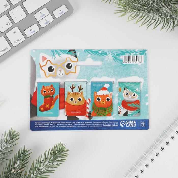 Новый год. Закладки для книг магнитные «Верь в чудеса!», 4 шт мини Новый год. Закладки для книг магнитные «Верь в чудеса!», 4 шт мини
