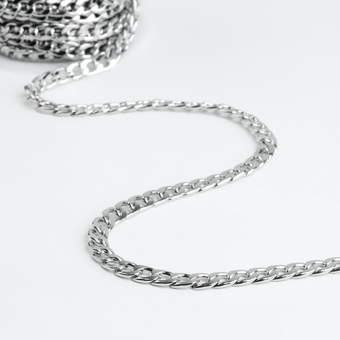 Цепочка для сумки, железная, 9,5 × 6,5 мм, 10 ± 0,5 м, цвет серебряный