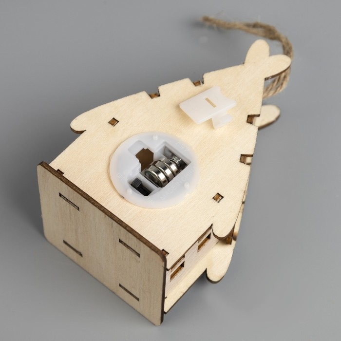 Ёлочная игрушка «Домик со снеговиком», от батареек, свечение тёплое белое Ёлочная игрушка «Домик со снеговиком», от батареек, свечение тёплое белое