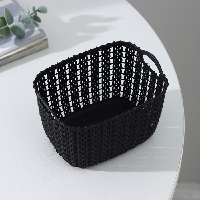 Корзина для хранения с ручками «Плетение», пластик, 12×8,5×8 см, цвет МИКС Корзина для хранения с ручками «Плетение», пластик, 12×8,5×8 см, цвет МИКС