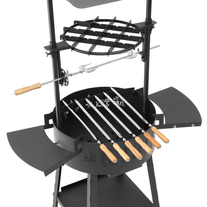Мангал с вертелом, шампурами (6 шт), сталь 2 мм, 105х57х175 см Мангал с вертелом, шампурами (6 шт), сталь 2 мм, 105х57х175 см