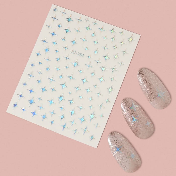 Наклейки для ногтей «Звезда», объёмные, металлизированные, цвет серебристый Наклейки для ногтей «Звезда», объёмные, металлизированные, цвет серебристый
