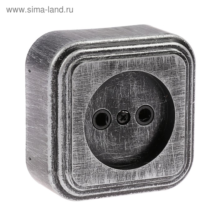 Розетка  Розетка "Элект" RA 16-131-ЧС, 16 А, 250 В, одноместная, открытая, без з/к,черная под серебро