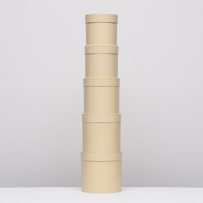 Набор круглых коробок 5в1 "Ваниль перламутровая", 20 × 20 ‒15 × 15 см