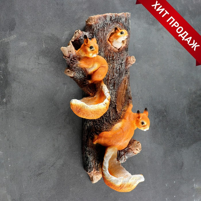Подвесной декор Подвесной декор "Навесные Белки поилки на дереве" 33х17х60 см