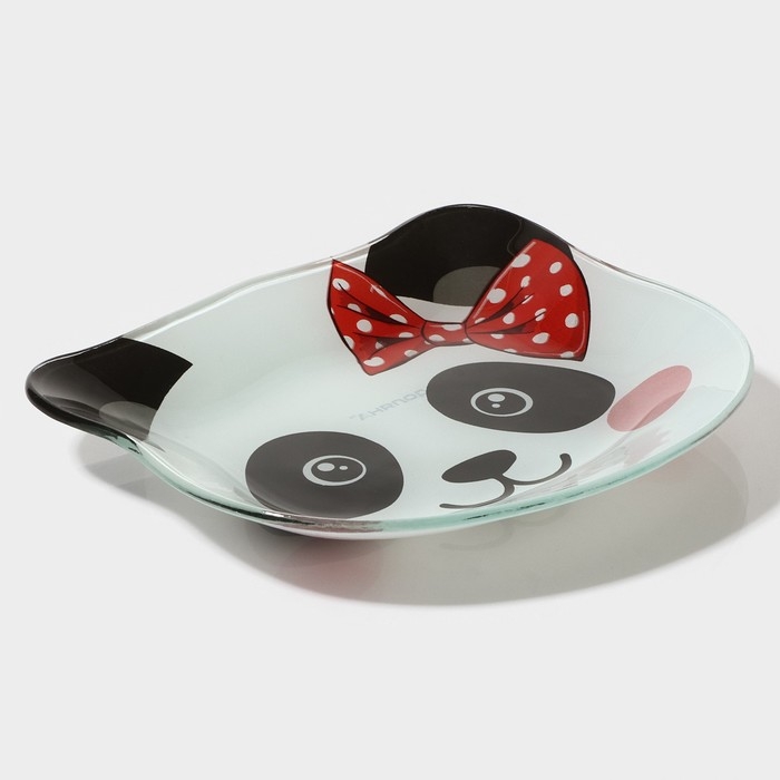 Тарелка стеклянная Доляна «Панда девочка», 14,9×12,9 см, цвет белый Тарелка стеклянная Доляна «Панда девочка», 14,9×12,9 см, цвет белый