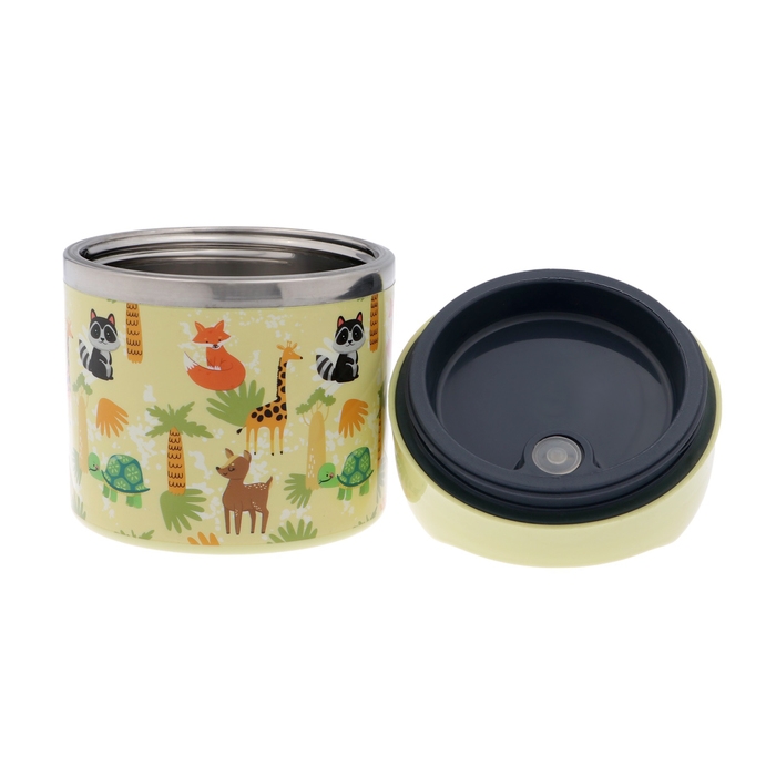 Ланч-бокс Ланч-бокс "В мире зверей", 630 мл, сохраняет тепло 3 ч, 11 х 15 см, оливковый