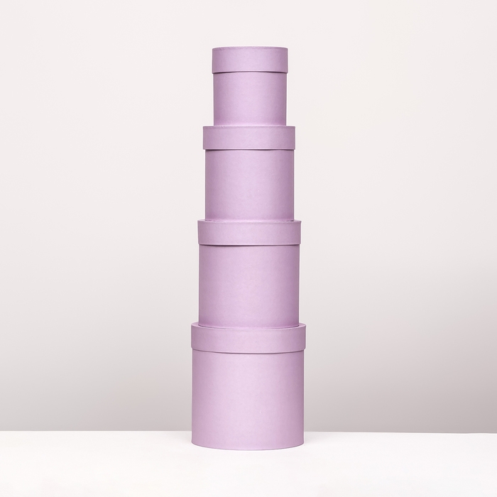 Набор шляпных коробок  4 в 1 "Светлая сирень" 20 × 20 х 20 ‒13 × 13 см