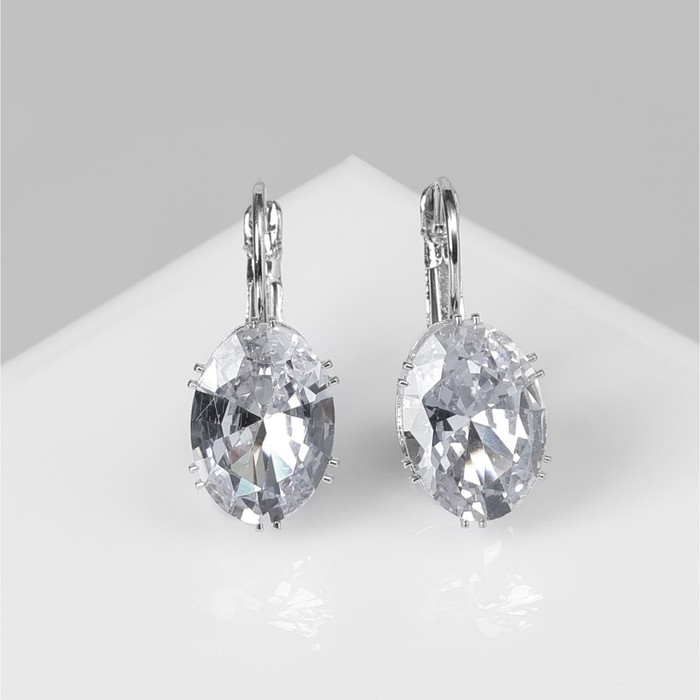 Серьги со стразами «Блик» овал, цвет МИКС