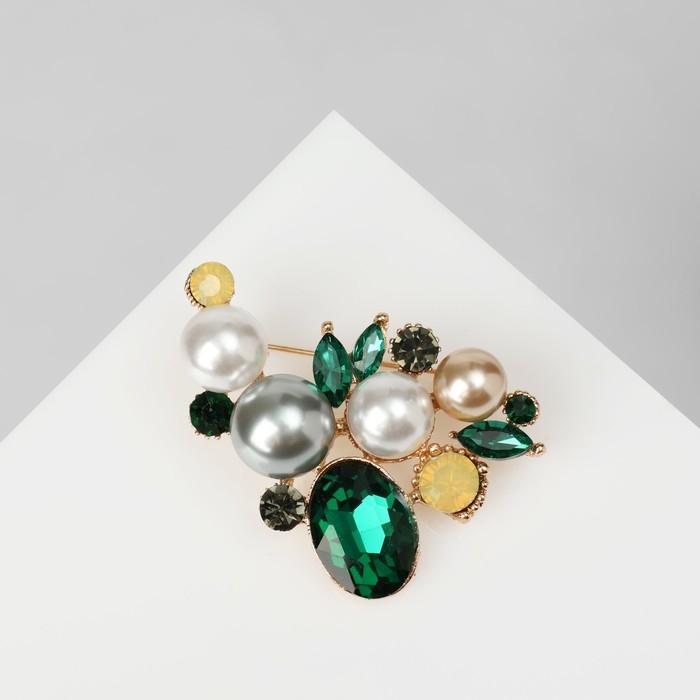 Брошь «Жемчужная россыпь», цветная в золоте Брошь «Жемчужная россыпь», цветная в золоте