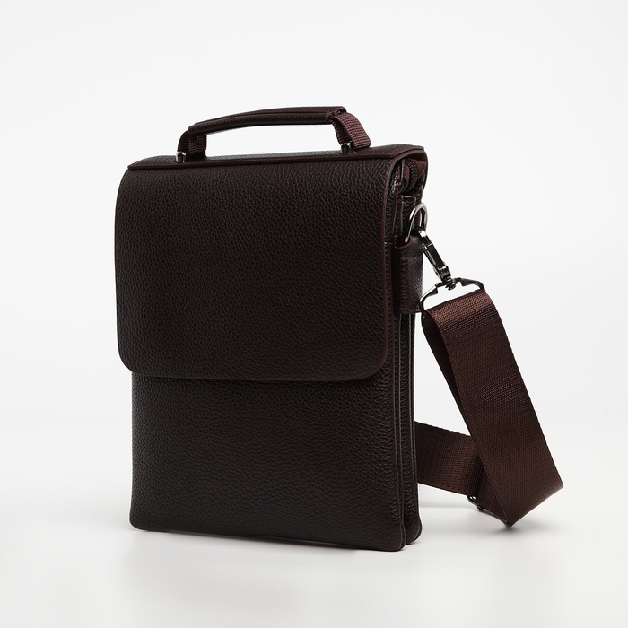 Сумка мужская на клапане TEXTURA, наружный карман, цвет коричневый Сумка мужская на клапане TEXTURA, наружный карман, цвет коричневый