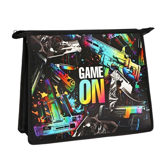 Папка для тетрадей А4, 325 х 230 х 55 мм, молния сверху, пластиковая, ПМ-А4-29 Calligrata  Папка для тетрадей А4, 325 х 230 х 55 мм, молния сверху, пластиковая, ПМ-А4-29 Calligrata "Game"