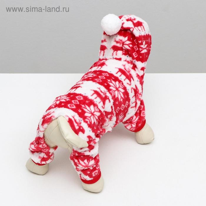 Комбинезон Комбинезон "Олени" с капюшоном, размер S (ДС 25 см, ОГ 35 см, ОШ 25 см), красный