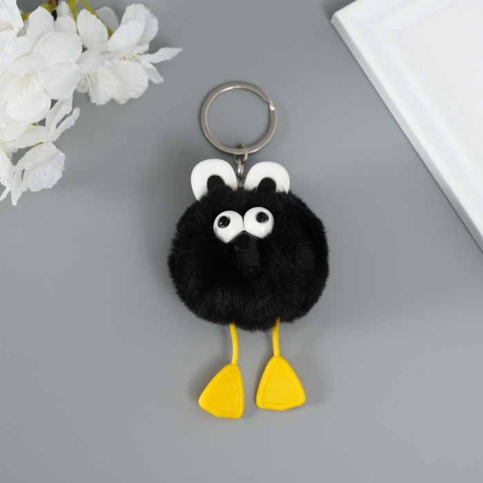 Пушистик на кольце Пушистик на кольце "Большеглазая ворона" чёрный 9,5х6х6 см