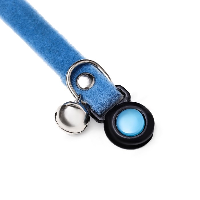 Ошейник кошачий мягкий с бубенчиком, 30 х 1 см, текстиль, голубой Ошейник кошачий мягкий с бубенчиком, 30 х 1 см, текстиль, голубой
