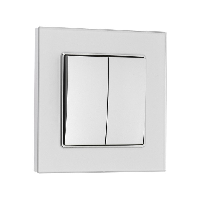 Выключатель проходной TOT Glossy Glass, 10 А, 2 клавиши, скрытый, стекло, серебристый