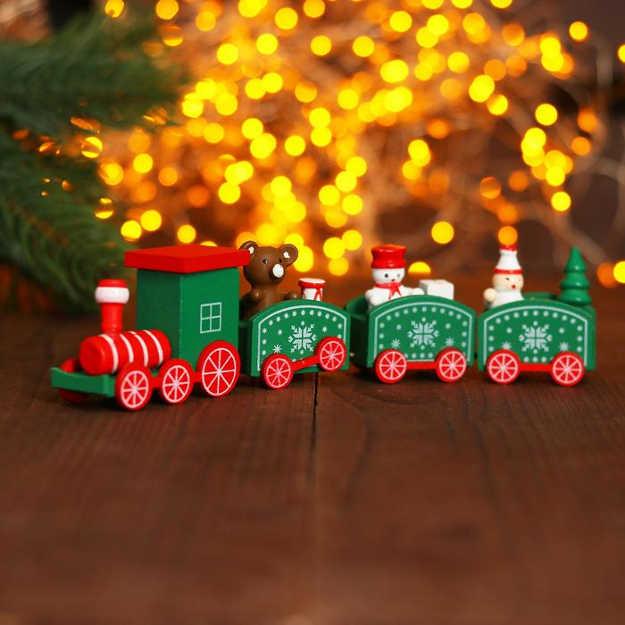Сувенир &laquo;Новогодний поезд&raquo;, 19 см, цвет зелёный