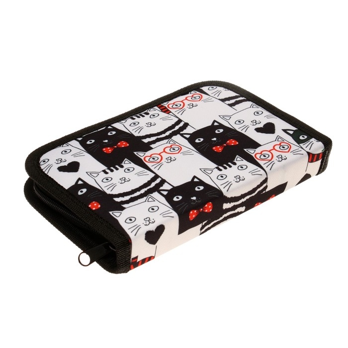 Пенал школьный Пенал школьный "Котики", 13 х 19,5 см, на молнии, 1 секция, с наполнением, ткань