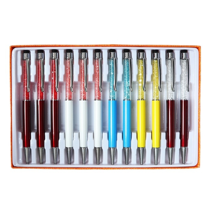 Ручка подарочная, шариковая, поворотный корпус, со стразами и стилусом, МИКС Ручка подарочная, шариковая, поворотный корпус, со стразами и стилусом, МИКС