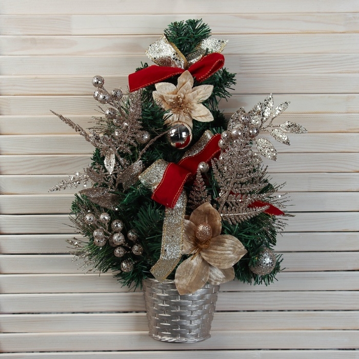 Ёлка декор настенная Ёлка декор настенная "Магнолия золотая" 50х26 см