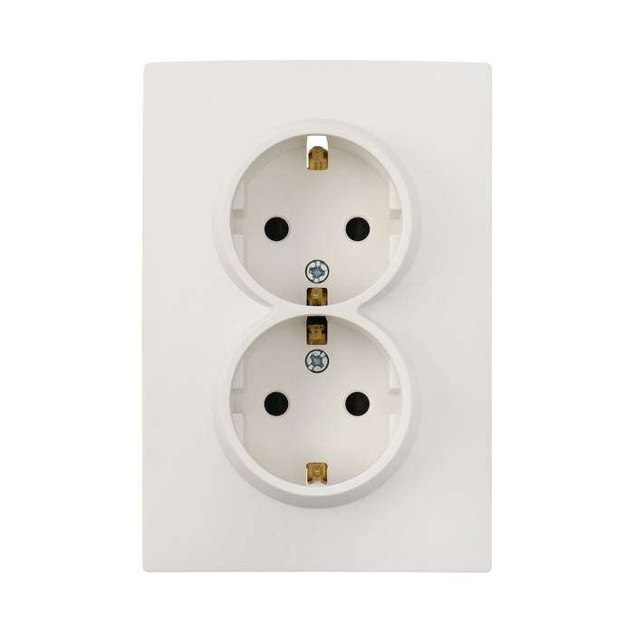 Розетка двухместная TOT Elegant, 16 А, скрытая, с з/к, белая Розетка двухместная TOT Elegant, 16 А, скрытая, с з/к, белая