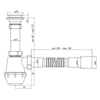 Сифон для мойки "АНИ Пласт" A0115, 1 1/2"х40 мм, нерж решетка d=70 мм, с гофрой 40x40/50 мм