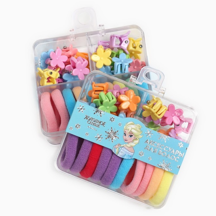 Набор подарочный, резинка для волос 10 шт, заколка крабик 12 шт, Холодное сердце Набор подарочный, резинка для волос 10 шт, заколка крабик 12 шт, Холодное сердце