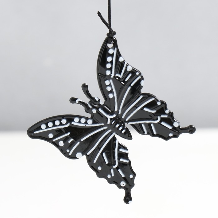 Музыка ветра металл Музыка ветра металл "Бабочки чёрно-белое" 4 колокольчика 47 см