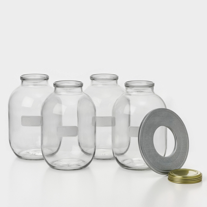 Набор для консервирования, банки с золотистой крышкой и этикеткой, СКО-82 мм, 3 л, стерилизатор Набор для консервирования, банки с золотистой крышкой и этикеткой, СКО-82 мм, 3 л, стерилизатор