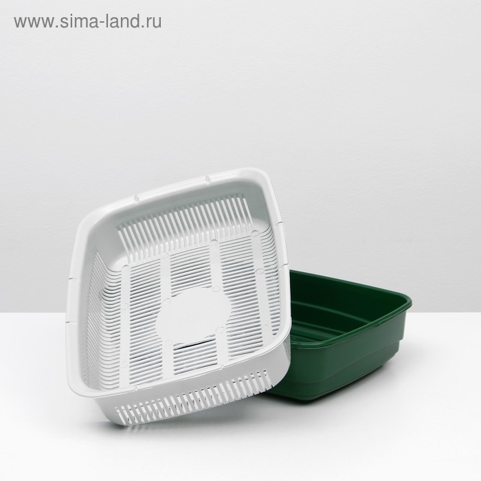 Лоток большой с сеткой и бортиком Atlantis  Лоток большой с сеткой и бортиком Atlantis "Стандарт", 43 х 33 х 12,5 см, зеленый,