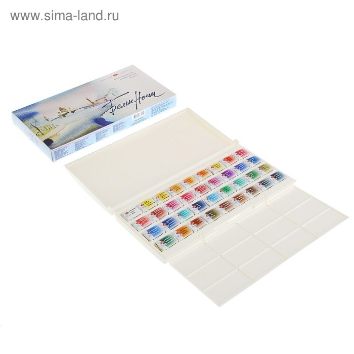 Акварель художественная в кюветах, 36 цветов х 2.5 мл, ЗХК  Акварель художественная в кюветах, 36 цветов х 2.5 мл, ЗХК "Белые ночи", пластиковая палитра, 1942258