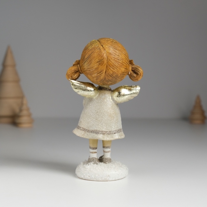 Сувенир полистоун Сувенир полистоун "Ангелочек с хвостиками, в сером платье" МИКС 6,5х4,5х12 см