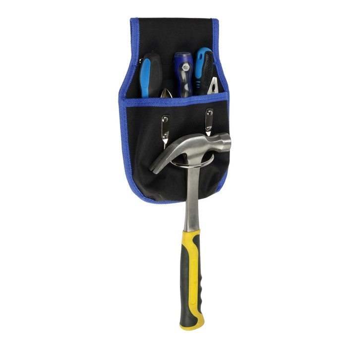 Сумка-пояс ТУНДРА, одинарная, держатель для молотка, карман Сумка-пояс ТУНДРА, одинарная, держатель для молотка, карман