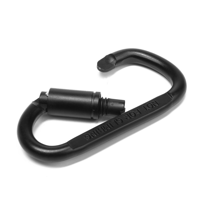 Карабин подвесной тактический 81х41 мм, D-образный, цвет черный Карабин подвесной тактический 81х41 мм, D-образный, цвет черный