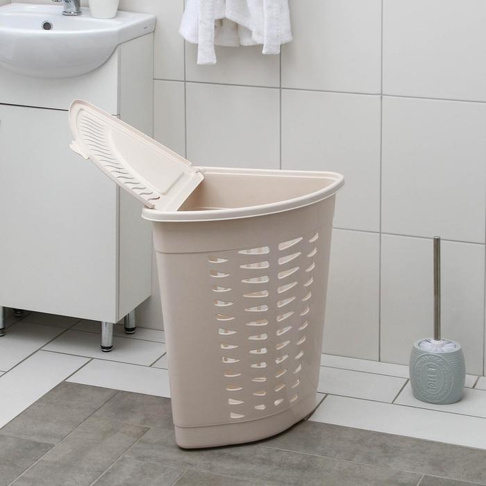 Корзина для белья угловая с крышкой, 45 л, 37×50×56 см, цвет слоновая кость Корзина для белья угловая с крышкой, 45 л, 37×50×56 см, цвет слоновая кость