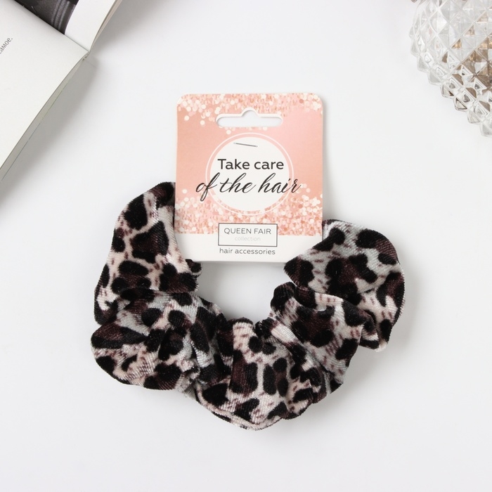 Резинка для волос Резинка для волос "Орбита" принт лео, 10 см, коричнево-белый