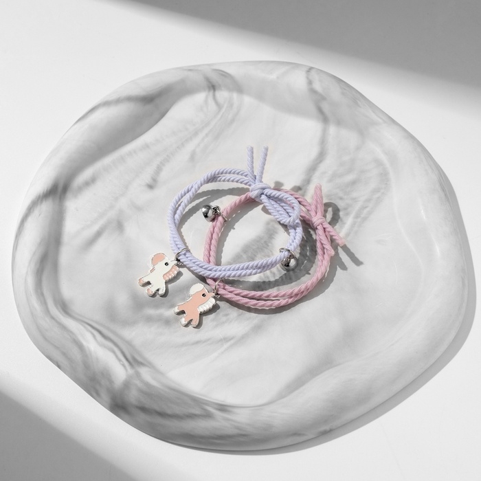 Браслеты «Неразлучники» ассоль, единороги, цвет бело-розовый