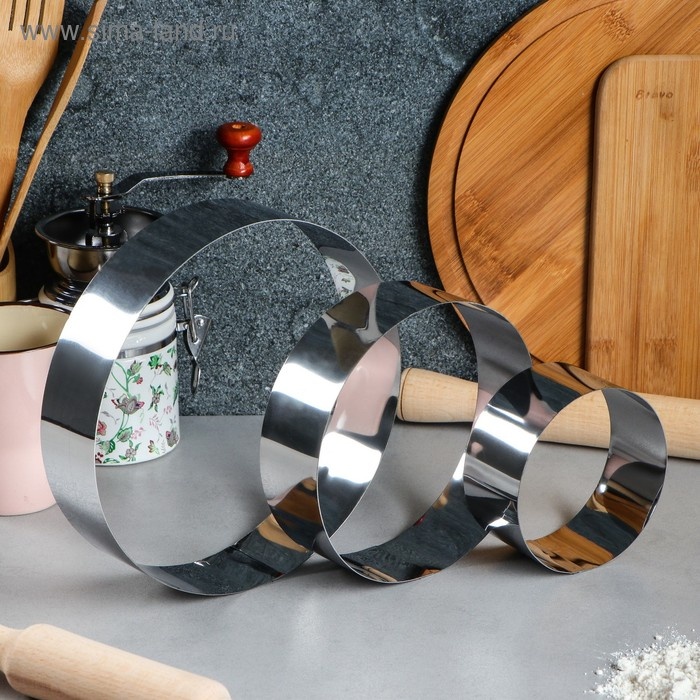 Набор форм для выпечки и выкладки «Круг», d-20, h-5 см, 3 шт Набор форм для выпечки и выкладки «Круг», d-20, h-5 см, 3 шт