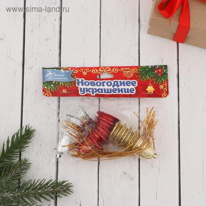 Украшение ёлочное Украшение ёлочное "Колокольчик в сеточку" (набор 12 шт) 3х2,5 см, микс