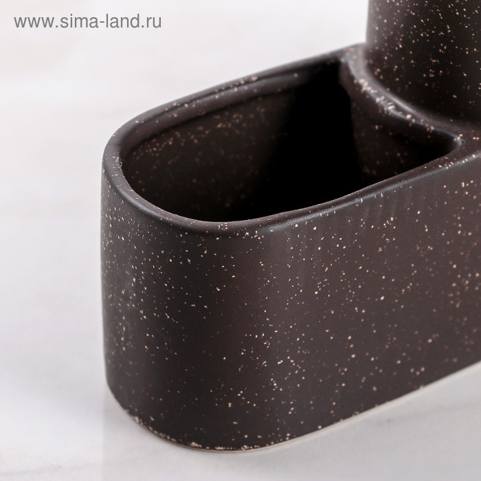 Дозатор для моющего средства с подставкой для губки и щётки &laquo;Минимал&raquo;, 350 мл, цвет светло-коричневый