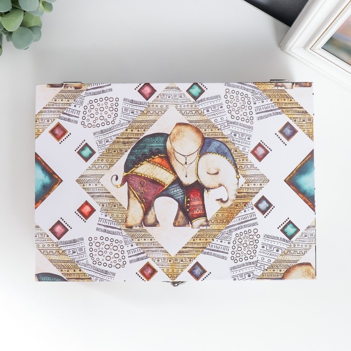 Шкатулка дерево Шкатулка дерево "Маленький индийский слонёнок" кожзам 5,5х24х17 см