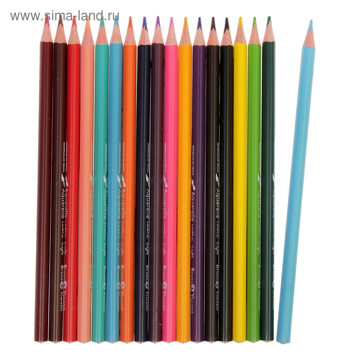 Карандаши акварельные 18 цветов BrunoVisconti Aquarelle, трёхгранные Карандаши акварельные 18 цветов BrunoVisconti Aquarelle, трёхгранные