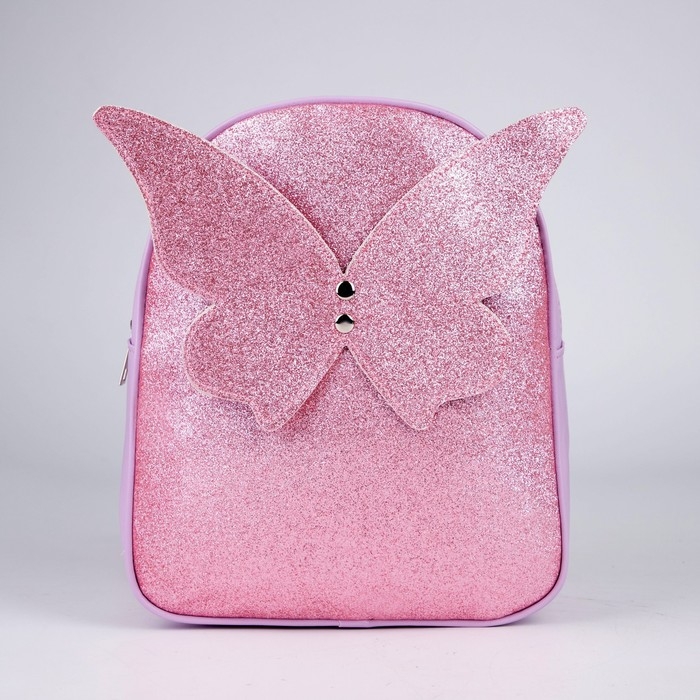 Рюкзак детский для девочки с блестками  «Бабочка», съемные элементы, 27х23х10 см Рюкзак детский для девочки с блестками  «Бабочка», съемные элементы, 27х23х10 см