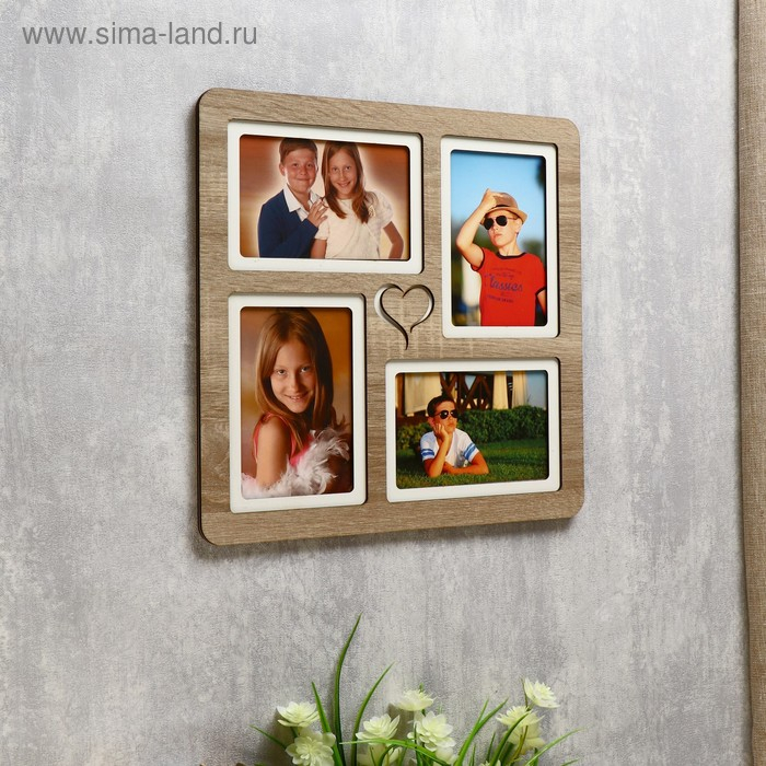 Фоторамка ХДФ на 4 фото 10x15 см  (пластиковый экран) Фоторамка ХДФ на 4 фото 10x15 см  (пластиковый экран)